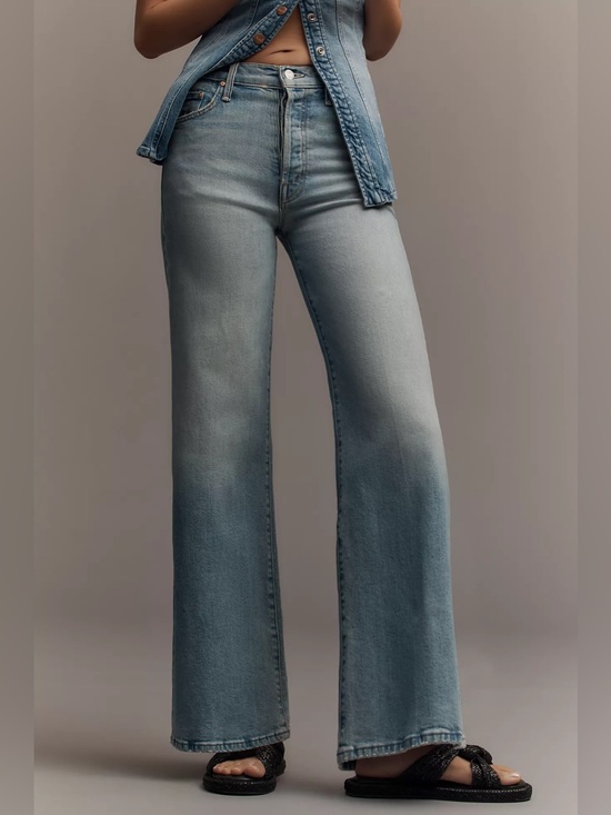 MOTHER Denim - Lil’ MOTHER The Tomcat Roller High-Rise Wide-Leg Jeans I Confess 24 Petite